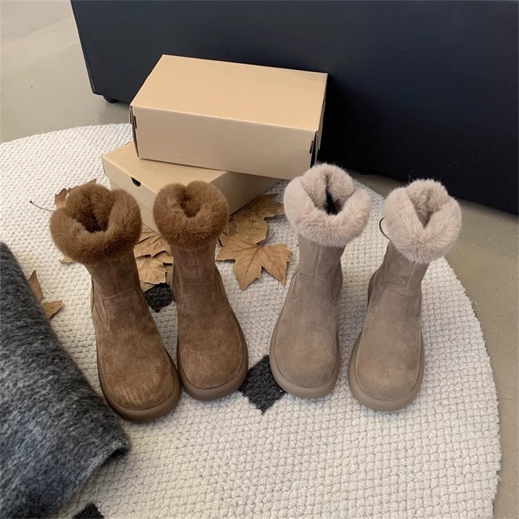 ddmytiger Thick soled plush cotton snow women's shoes 2024 new autumn and winter warm casual short Martin boots ddmythur