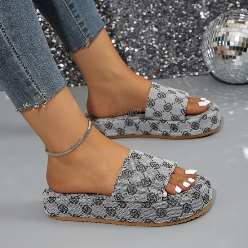 Women's Fashion Platform Casual Sandals Ankle Strap Buckle Summer Claquette Tongs Femme Slippers Dames Chanclas