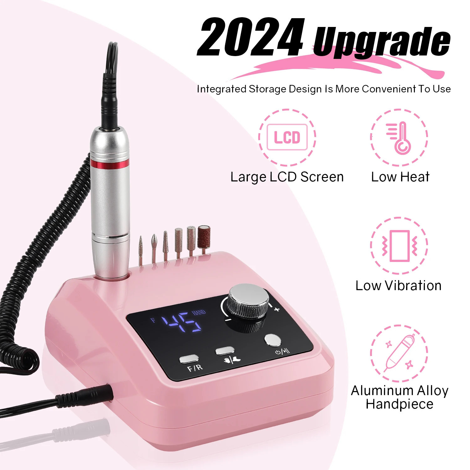 45000RPM low vibration professional nail milling machine with pause mode control device suitable for salon home use 241007