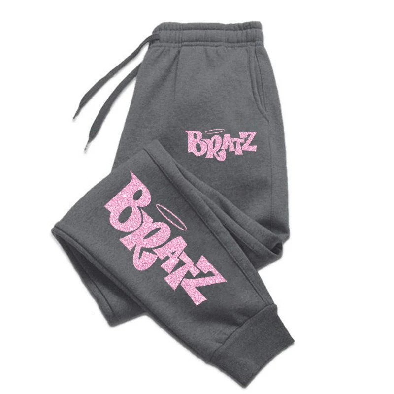 Bratz Pink Printing Sweatpants Woman Casual Pocket Drawstring Pants Baggy Gym Jogger Tracksuit Sweat Trouser Couple Clothes 241016