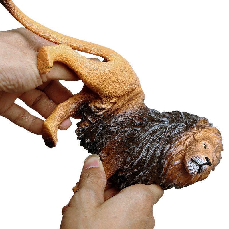 Education-Focused Static Lion Toy - Large Soft Rubber and Cotton Filled Lion Decoration