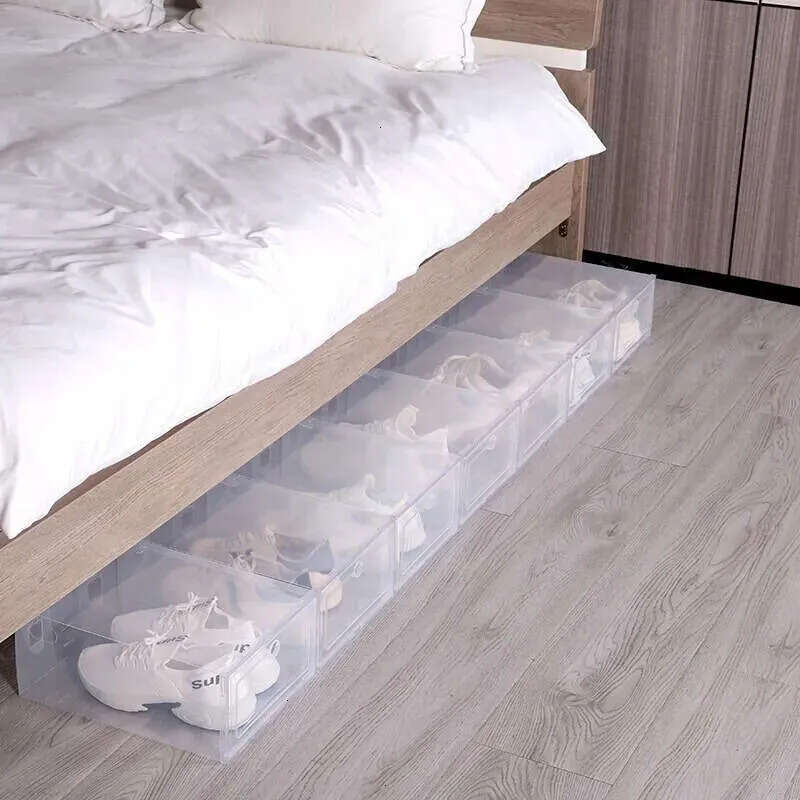 Storage 6Pcsset Fold Plastic Rac Holders Shoes Case Thickened Transparent Drawer Shoe Boxes Stackable Box Organizer Shoebox 230703 Box box