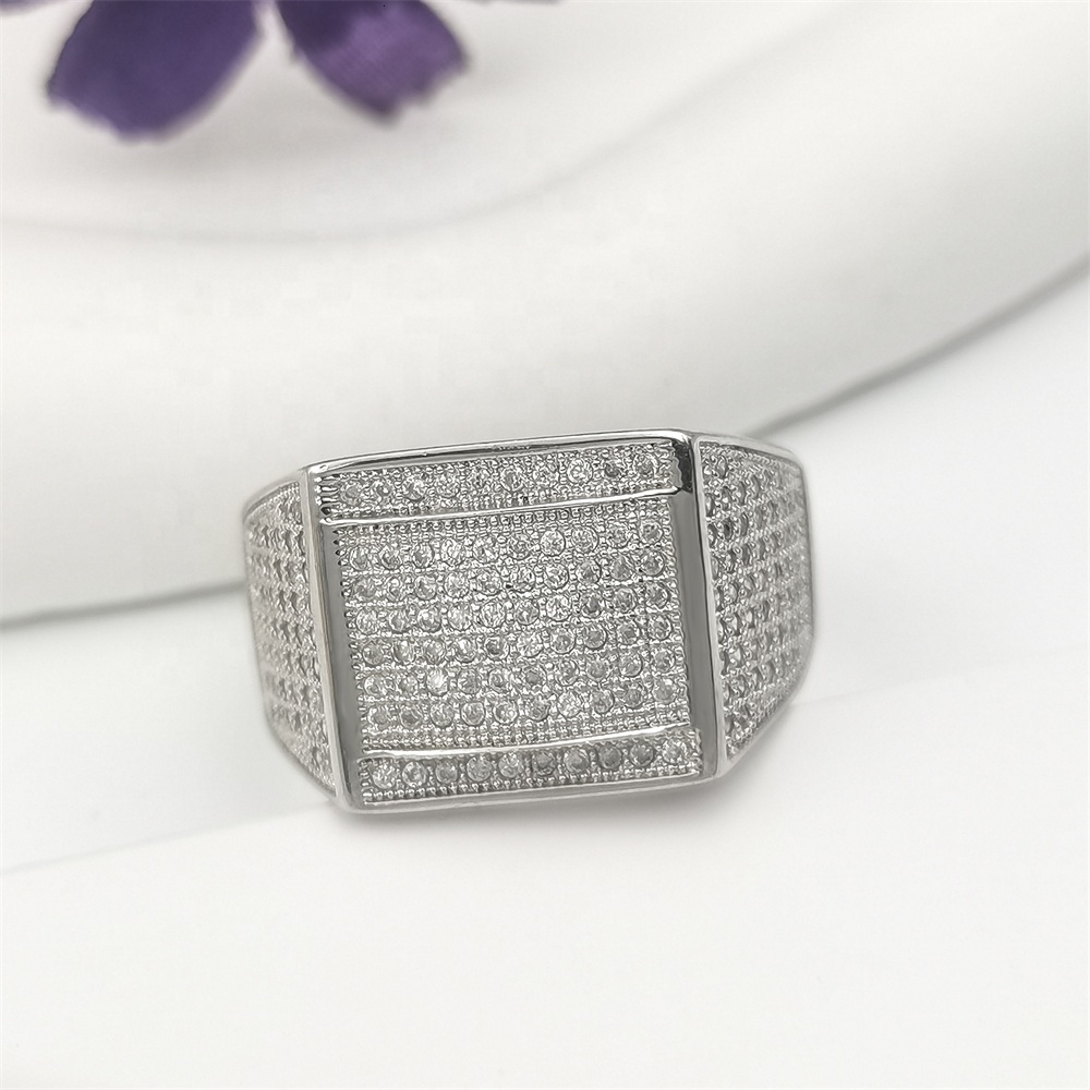 Hotsale Hiphop Jewelry Sier Rings Zircon Moissanite Dia Rhodium Gold Plating Iced Out Finger Ring For Men