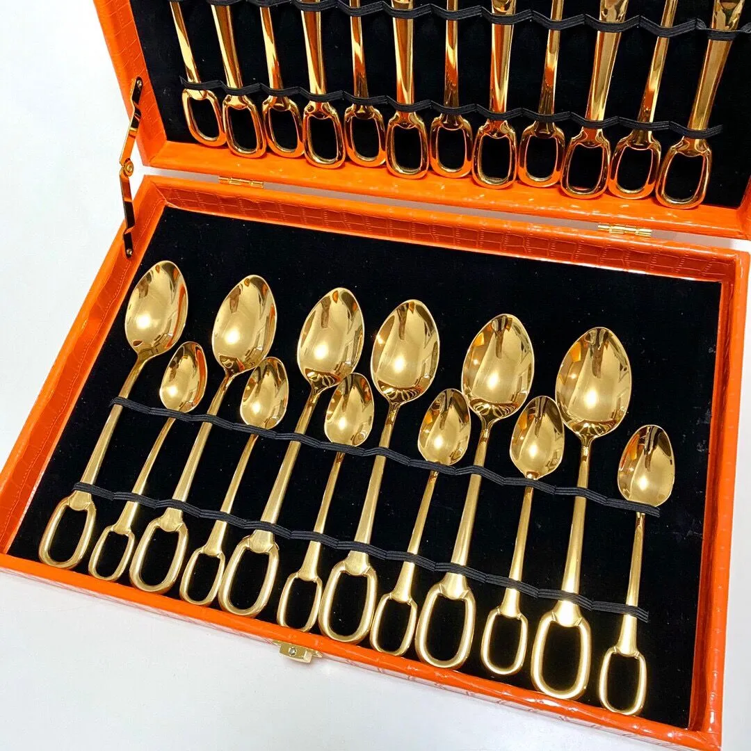 2026 New Designer Cutlery Set With 24 Types Of Knives Forks Spoons Featuring Sier And Gold S As A Great Gift Box