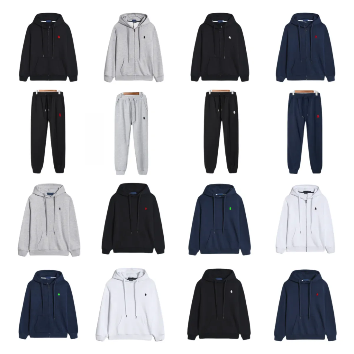 polo Men hoodie polos Small horse sweatshirts Top and pants Kangaroo pocket Hooded Outerwear Hoodies casual suit zipper Streetwear Sports suit tracksuit sweat suit