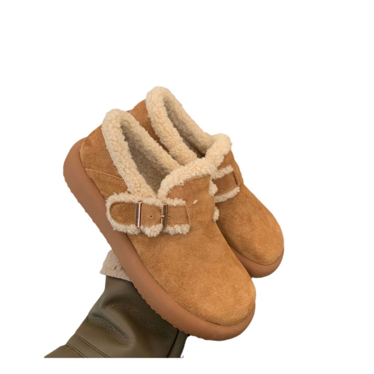 Solid Winter Warm Plush Women Loafers Flat-bottomed Retro Boken Shoes Ladies Mules Casual Korean Flats