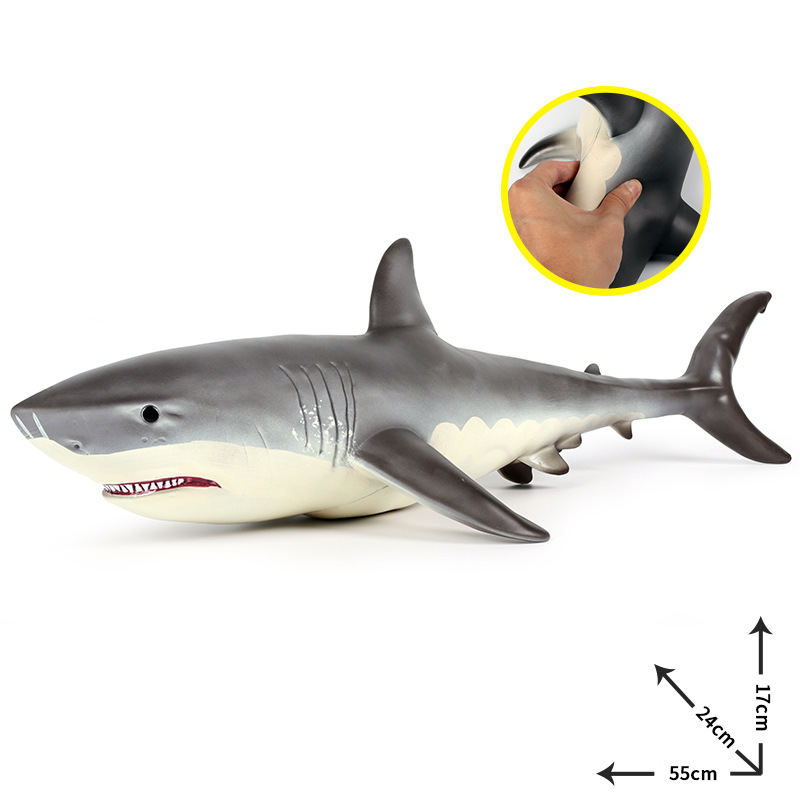 Super Large Soft Rubber Filled Cotton Great White Shark Model - Simulated Marine Animal for Kids