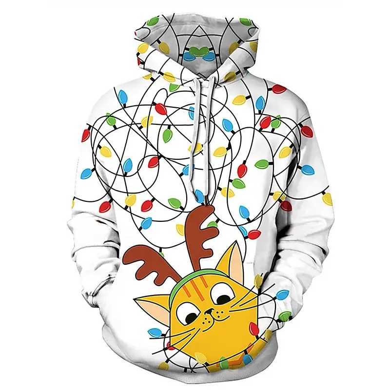 Christmas Mens Funny Sweatshirt Unisex 3D Printed Winter Snowman Santa Claus Printed Hoodie Harajuku Fashion Pullover Y241016