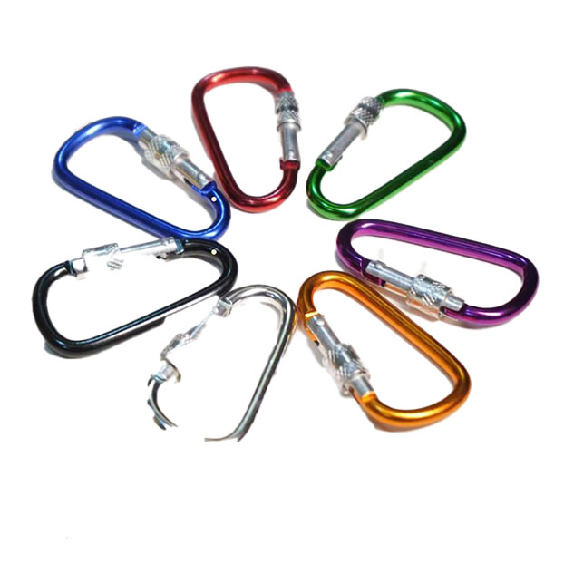 Aluminum D-Carabiner with Lock for Backpack Accessories - Secure Mounting Hardware for Outdoor Activities