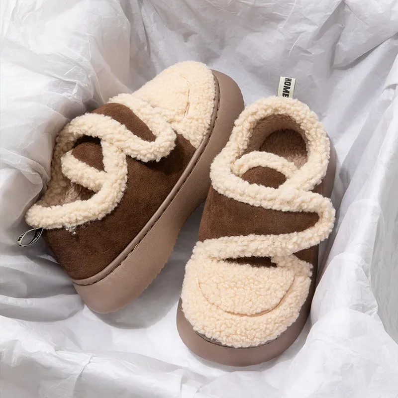 New Winter Snow Women Designer Boot Korean Fashion Thick Sole Cotton Warm Furry Shoes For Home Indoor Plush Non-Slip Cozy Boots 2023