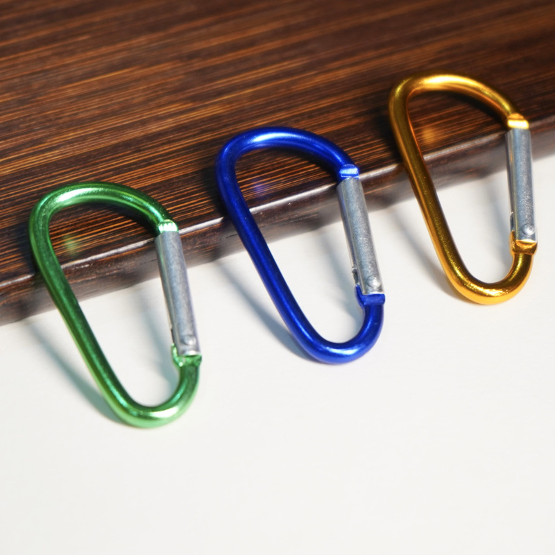 Sturdy Aluminum Carabiner with D-Shape Ring and Spring Release for Outdoor Equipment Attachment