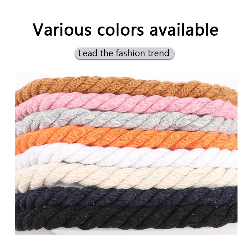 Quality Round Shoelaces Handwoven 1CM Shoelace Threestrand Cotton Rope Solid Color Bold Twist Decoration Shoe Laces 241016