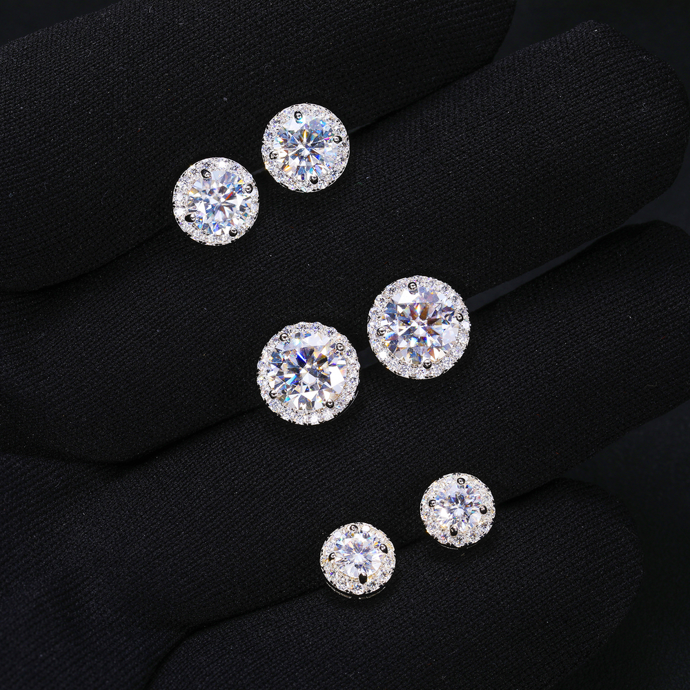 High-end luxury earrings Fine Jewelry Screw Back Women Gold Plated Sterg Sier Iced Out VVS Moissanite Dia Halo Stud Earrings For Men