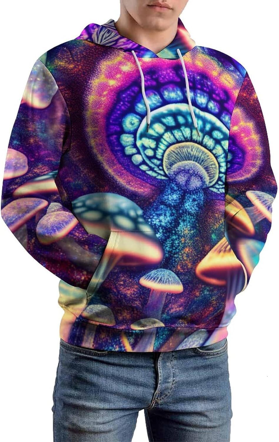 Hoodie for Mens Womens Novelty Retro Mushroom Hoodie 3D Art Casual Camouflage Forest Fungus Hoodies Graphic Hoodies sweatshirt Pullover Long Sleeve co