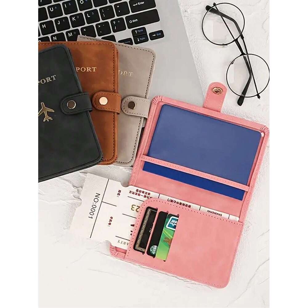 Passport Holder, PU Leather Passport Cover Slim Passport Wallet with Buckle, Portable Men Women Passport Case Travel Wallet Travel Pouch for Passport 