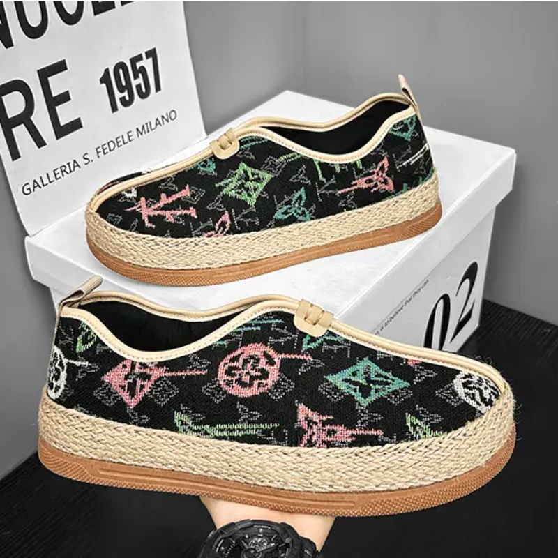 2024 Summer Men's New Canvas Sports Casual Shoeless Flat Shoes Breathable Wear Resistance Outdoor Fiess Style