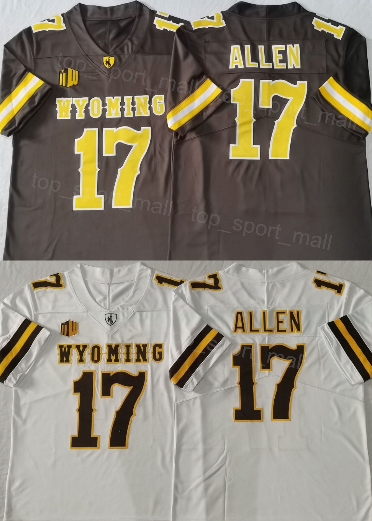 Man College Football Wyoming Cowboys Jerseys 17 Josh Allen University Uniform Black Team White Away olor All Stitching For Sport Fans Breathable Good Quality