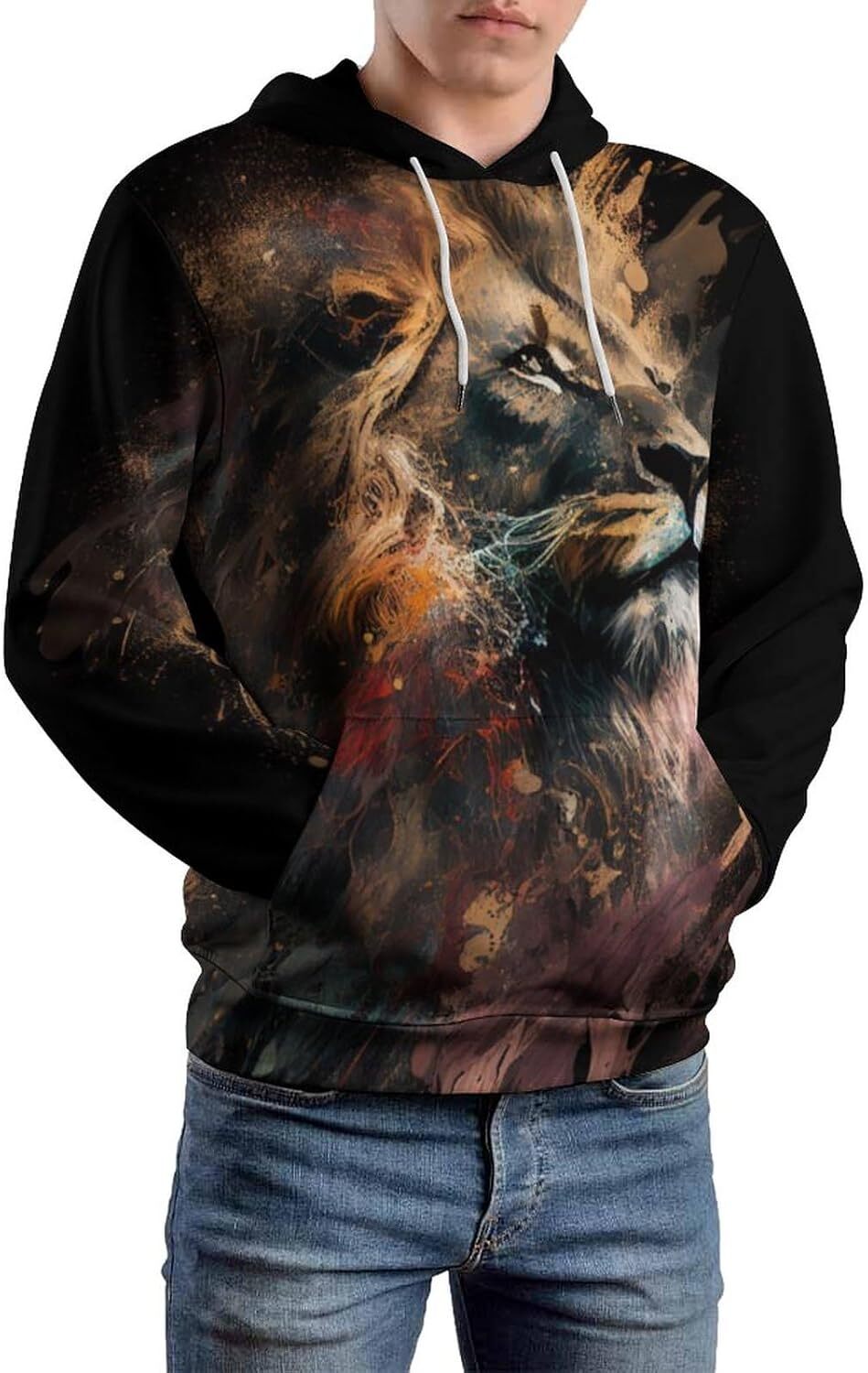 Hoodie for Mens Womens Mens Novelty Tie Dyed Animal Pattern Hoodie Lion Leisure Sweatshirt Hoodie Graphic Hoodies sweatshirt Pullover Long Sleeve