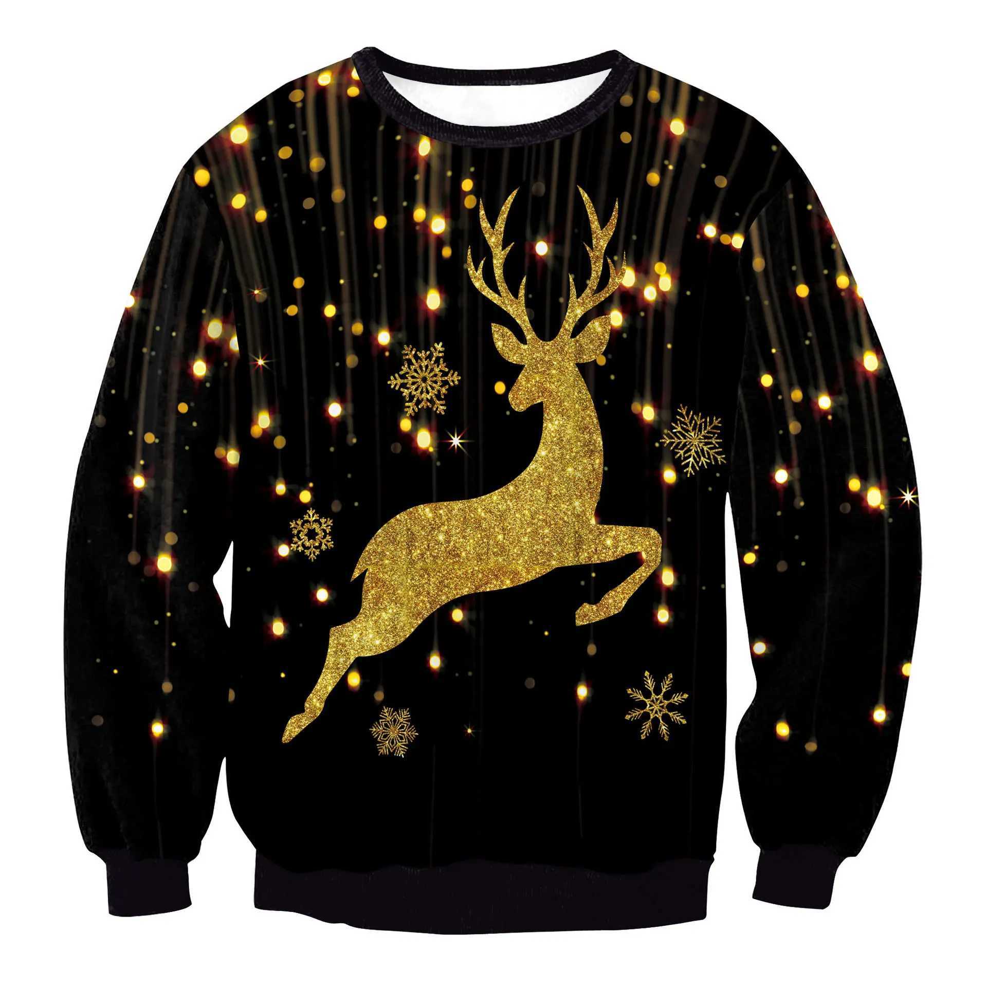 3D Cool Printed Elk Pattern Sweatshirt Suitable for Men Women Christmas Hoodies Mens Plus Size Sweatshirts Jumpers Street Clothing Y241016
