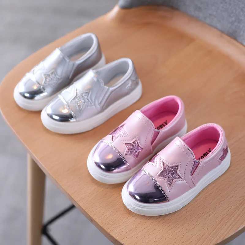 Girls casual boys and girls fashionable sequin ice skates autumn school running childrens 8 shoes leather sneakers H260305