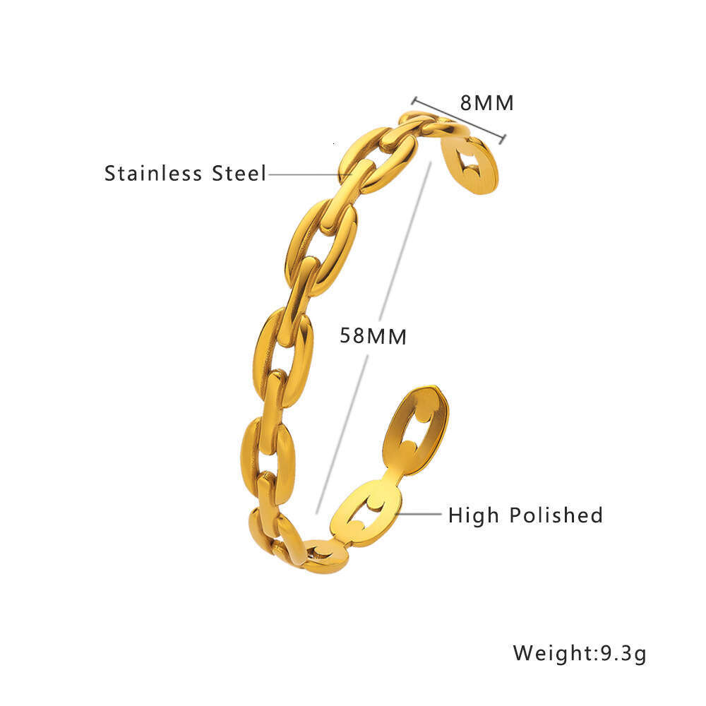 Gold Irregular Titanium C-shaped Opening Stainless Steel Adjustable Bracelet for Women Christmas gifts for girls