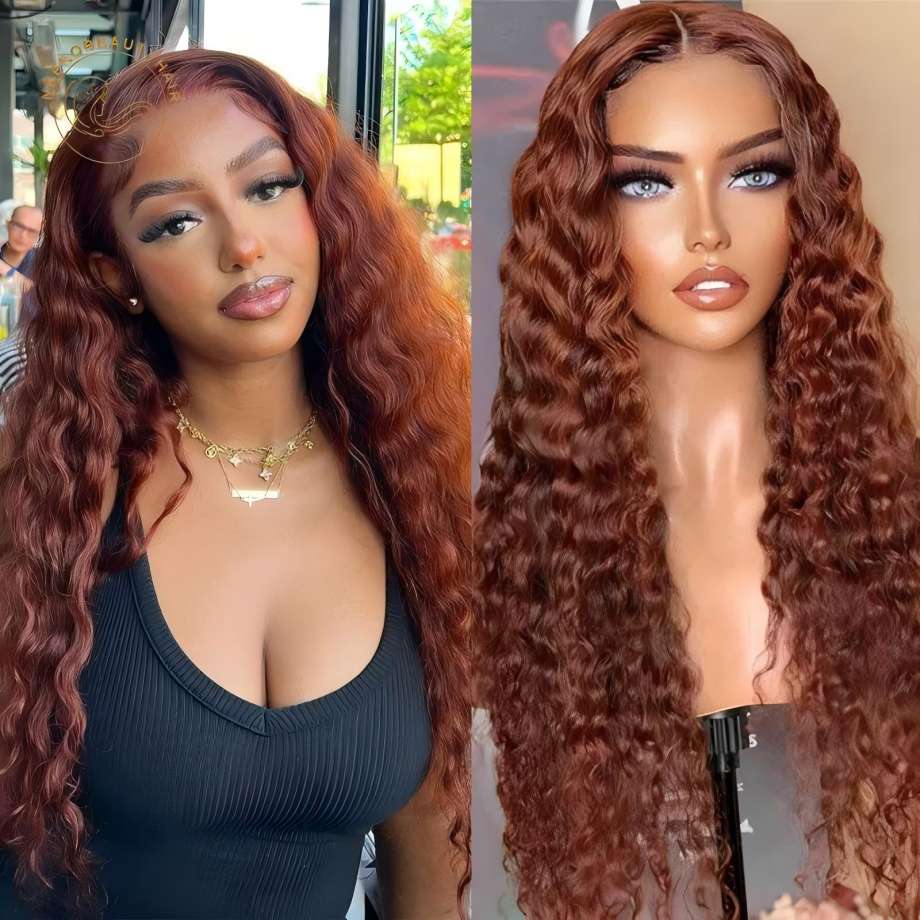 Brazilian Big Curly 13x4 Simualtion Human Hair Ombre Color Deep Curly Lace Front Wig Brown Blonde Deep Wave Lace Frontal Synthetic Wigs Ready to Wear 