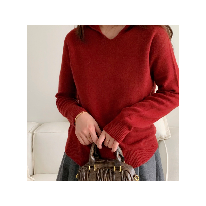 100% all wool seamless hooded knitted sweater, loose and casual basic style, high-quality sweater for autumn and winter