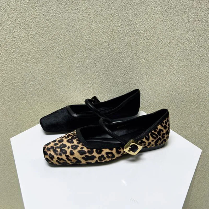 Fashion Womens Flat Round Toe Leopard Print Casual Woman Breathable Slip-on Outdoor Soft New Mary Jane Shoes 2024 241016