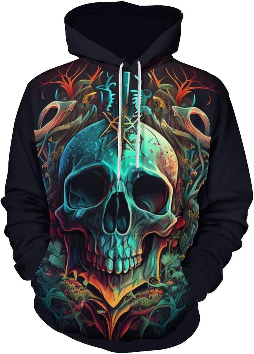 Hoodie for Mens Womens Mens Vintage Colorful Skull Hoodie 3D Novelty Print Skull King Pullover Hoodie Graphic cool