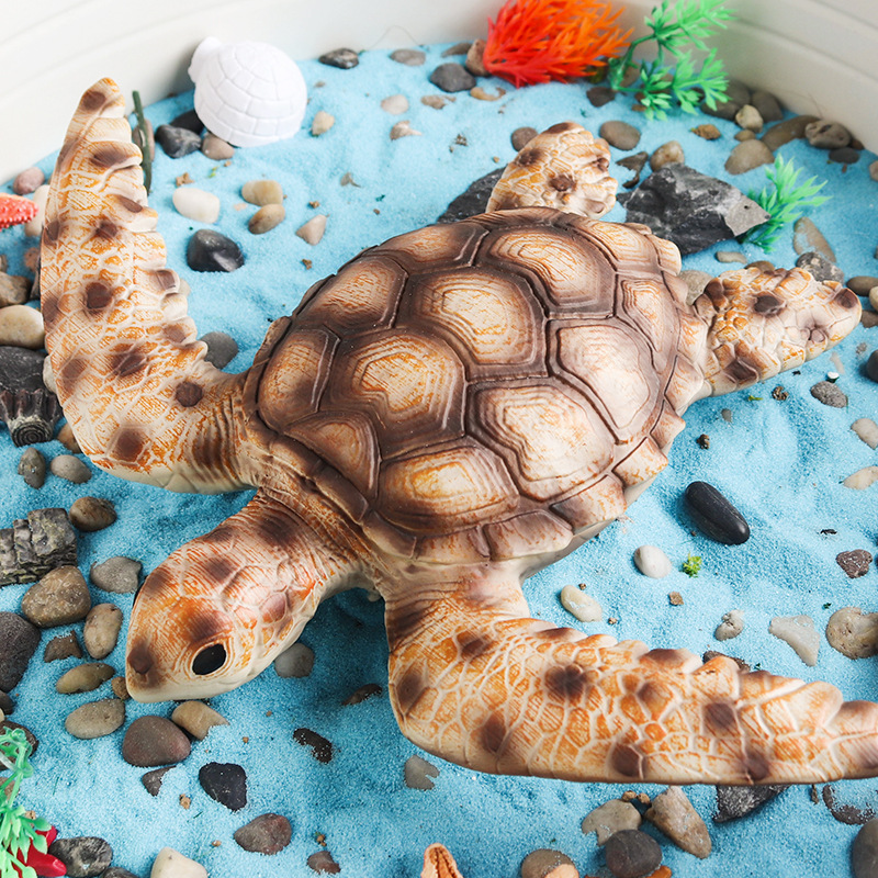 Soft Rubber Sea Turtle Cognitive Toy - Marine Animal Model for Kids with Vent Decompression Feature