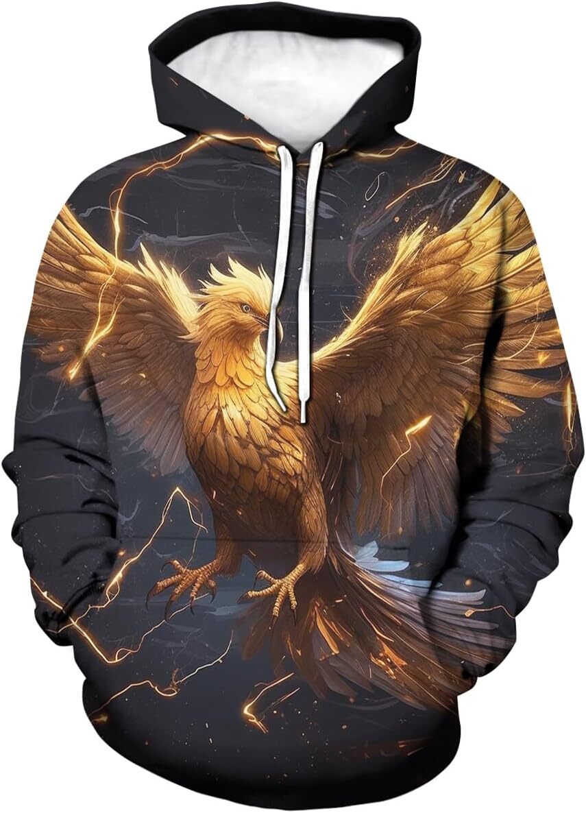 Hoodie for Mens Womens Unisex Phoenix Hoodies Men 3D Novelty Tie Dye Printed Long Sleeve Hooded Lightweight Pullover Hoodie Graphic Hoodies sweatshirt