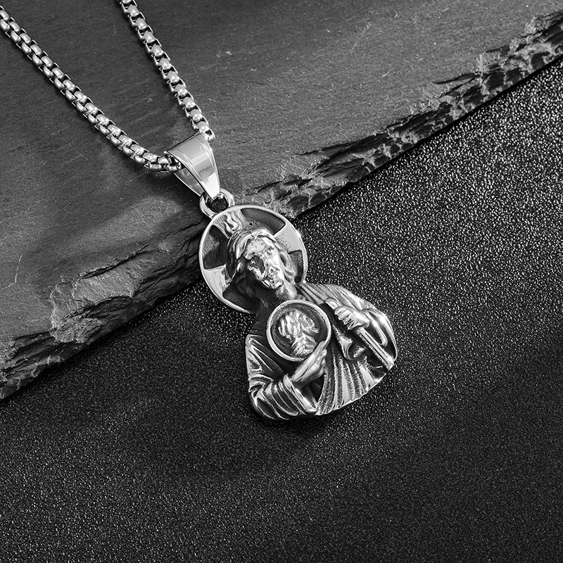 Hip Hop St Jude Pendant Necklace Stainless Steel 18K Gold Plated Jewelry