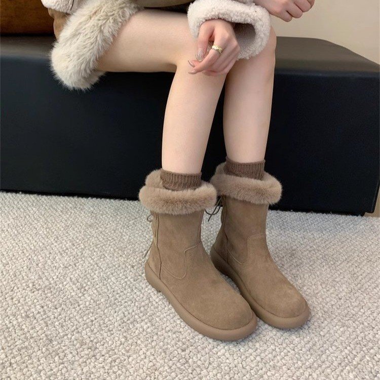 ddmytiger Thick soled plush cotton snow women's shoes 2024 new autumn and winter warm casual short Martin boots ddmythur