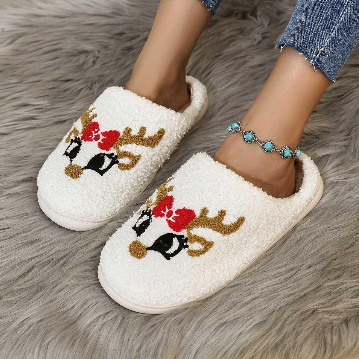 Christmas Party Home Indoor Soft Bottom Quiet Plus Warm Autumn And Winter Couple Slippers Free Shipping wholesale 223e