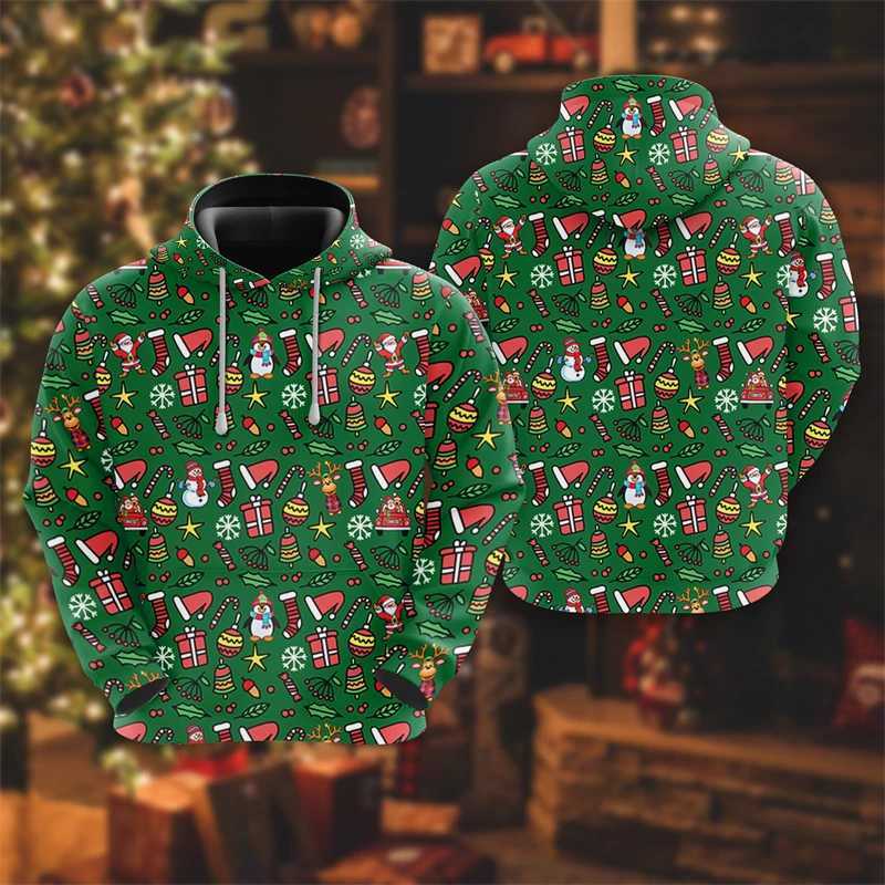 Merry Christmas Mens Hoodie Candy Christmas Hat Graphic Sports Shirt Reindeer Christmas Tree Hoodie Mens Snowman Hoodie Y241016