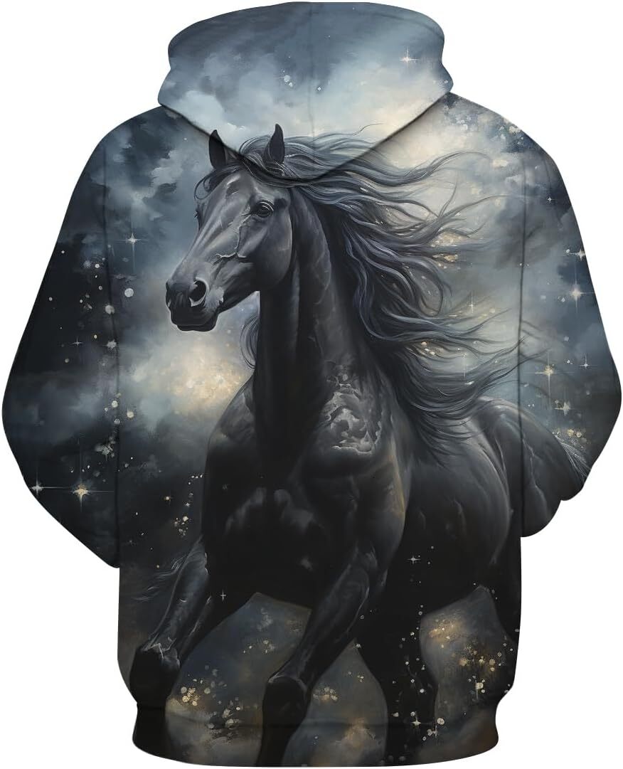 Hoodie for Mens Womens Unisex Trippy Horse Hoodies 3D Novelty Tie Dye Pattern Cool Long Sleeve Drawstring Sweatshirt Hoodie Graphic cool Fashionable a