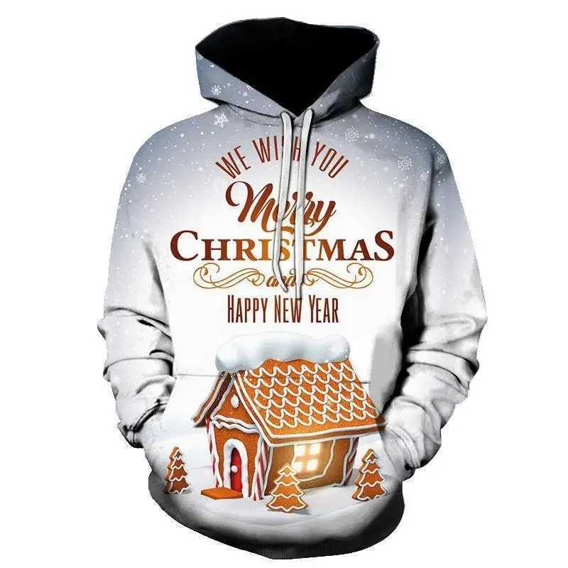 2023 Mens and Womens Fashion Christmas Hoodies Santa Claus Large 3D Printed Sweaters Autumn and Winter Fashion Hoodies Y241016