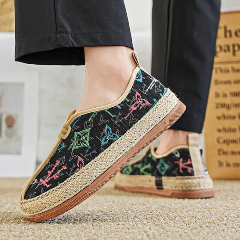 2024 Summer Men's New Canvas Sports Casual Shoeless Flat Shoes Breathable Wear Resistance Outdoor Fiess Style