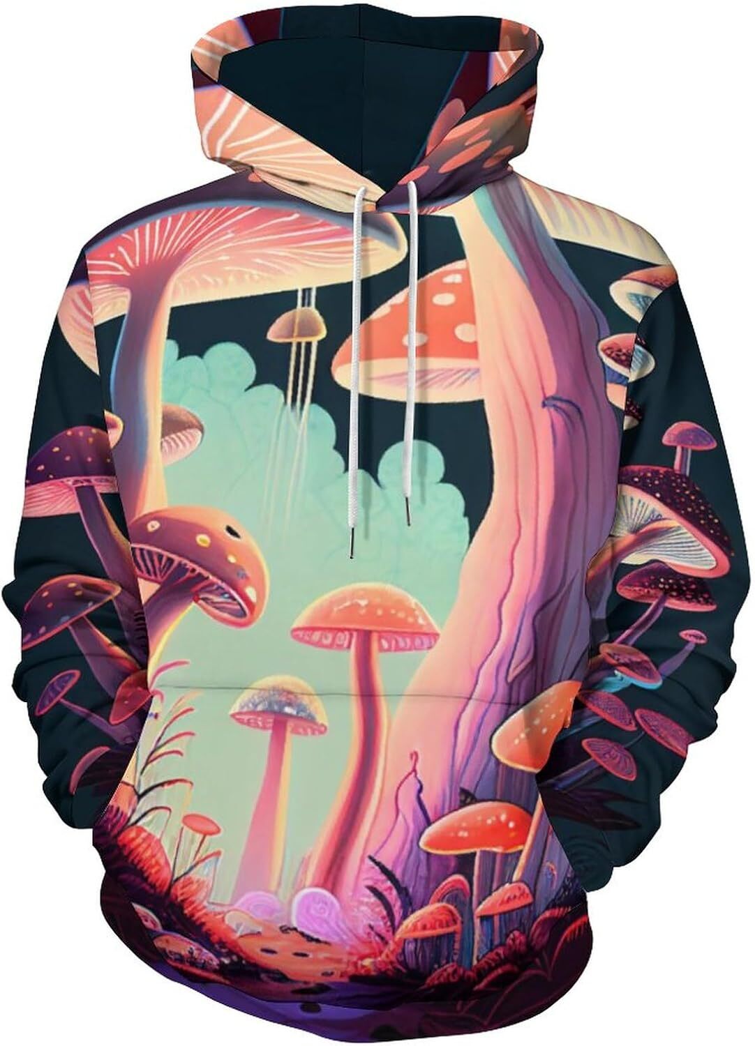 Hoodie for Mens Womens Retro Mushroom Hunter Foraging Hoodies 3D Funny Pattern Print Tie Dye Pullover Hoodie Graphic