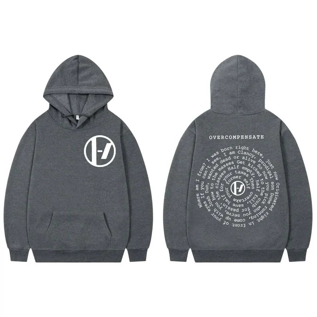 Twenty One Pilots double-sided printed hooded sweatshirt fashionable and casual oversized pull-out mens and womens casual long Sleve Flce sweatshirt C