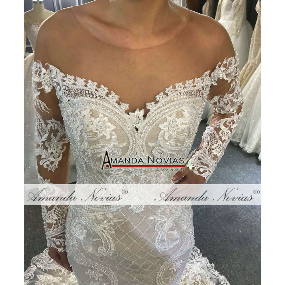 Off The Shoulder Long Lace Sleeves Mermaid Wedding Custom Order Bridal Dress