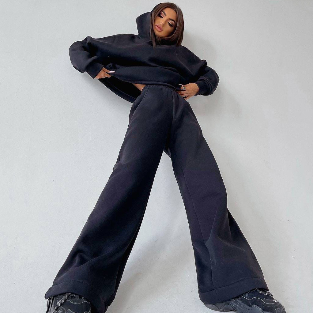 2025--Ladies Yoga Hoodie with Matching Pants Ideal Gym Women's Fashion Autumn and Winter New Arrivals Hooded Pocket Sweatshirt Set with Breathabl