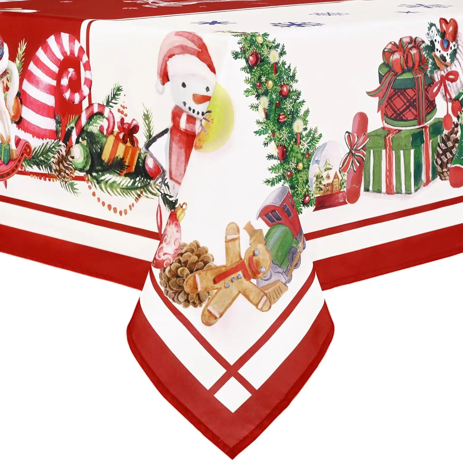 Santa Claus snowman red tablecloth party decoration winter Christmas pine needle table cover dining table decoration navigation decoration 241015