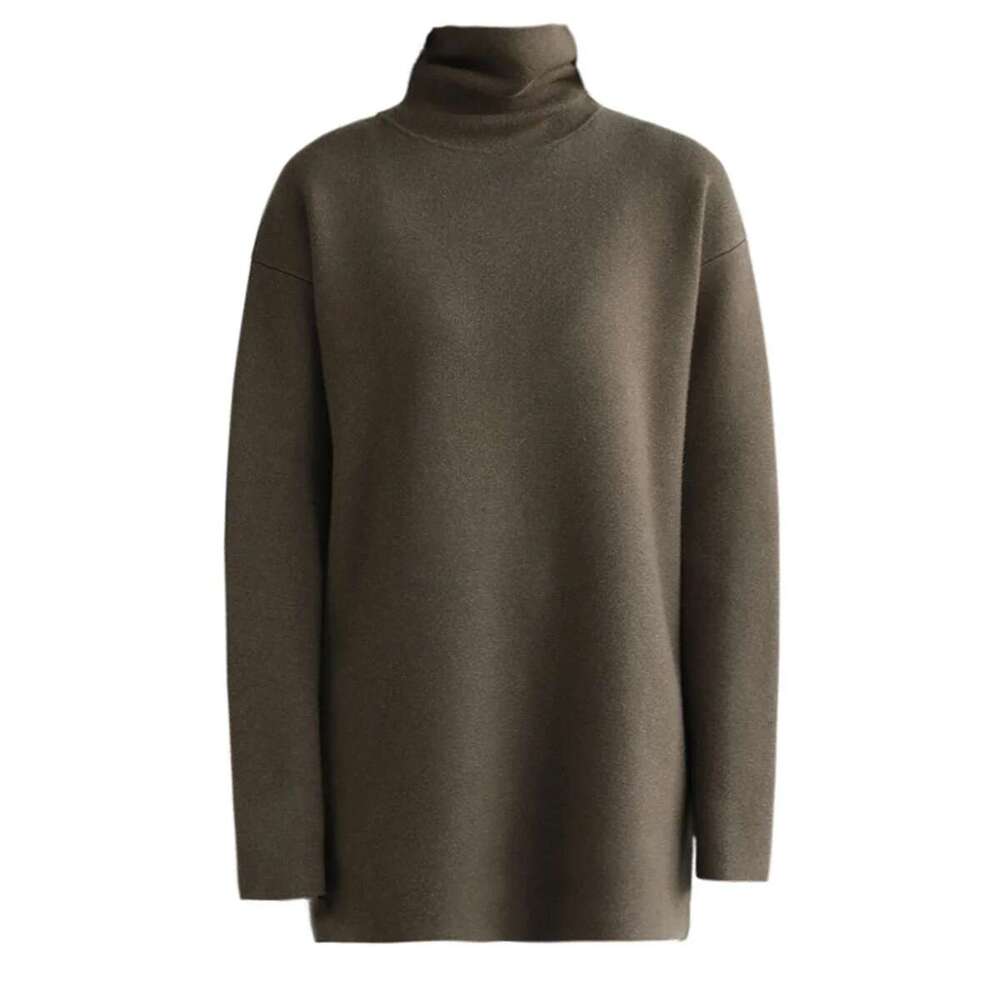 CHIC VEN Soft Waxy High Neck Bottomed Women Knitted Sweater Basic Solid Color Women's Pullover Winter Turtleneck Office Lady Top