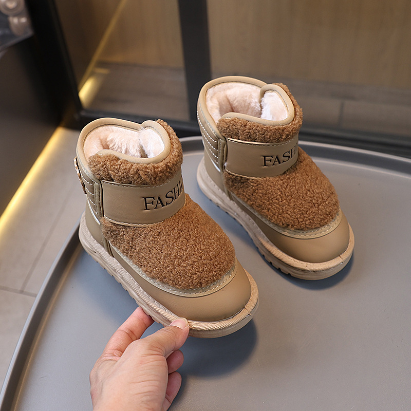 Kids Snow Boots Winter Plus Velvet Youth Short Boots Thick Warm Plush Boots Cutefeet for Girls Boys Lamb Wool Toddler Shoes Footwear Size 25 - 36