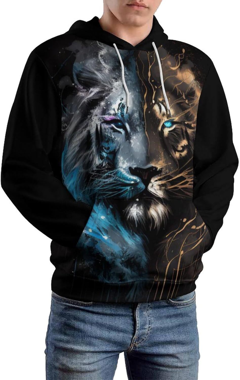 Hoodie for Mens Womens Mens Psychedelic Lion Hoodie 3D Novelty Pattern Printed Fashion Animal Long Sleeved Pullover Hoodie Graphic Hoodies sweatshirt