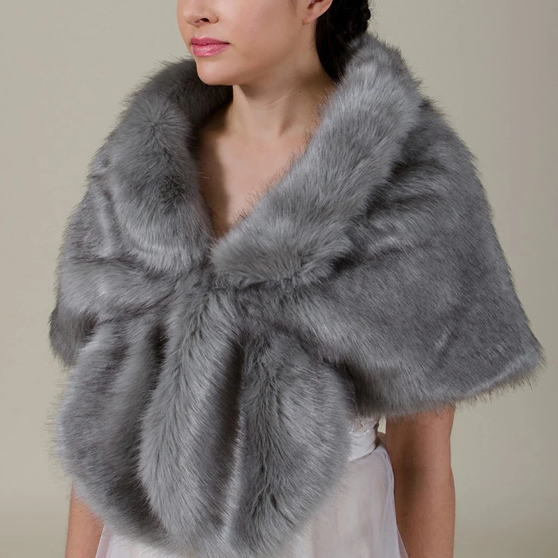 Winter bride faux fur coat womens wedding Bolero Stole Shawl evening dress party bag shoulder corner elegant faux fur cape shawl 241007