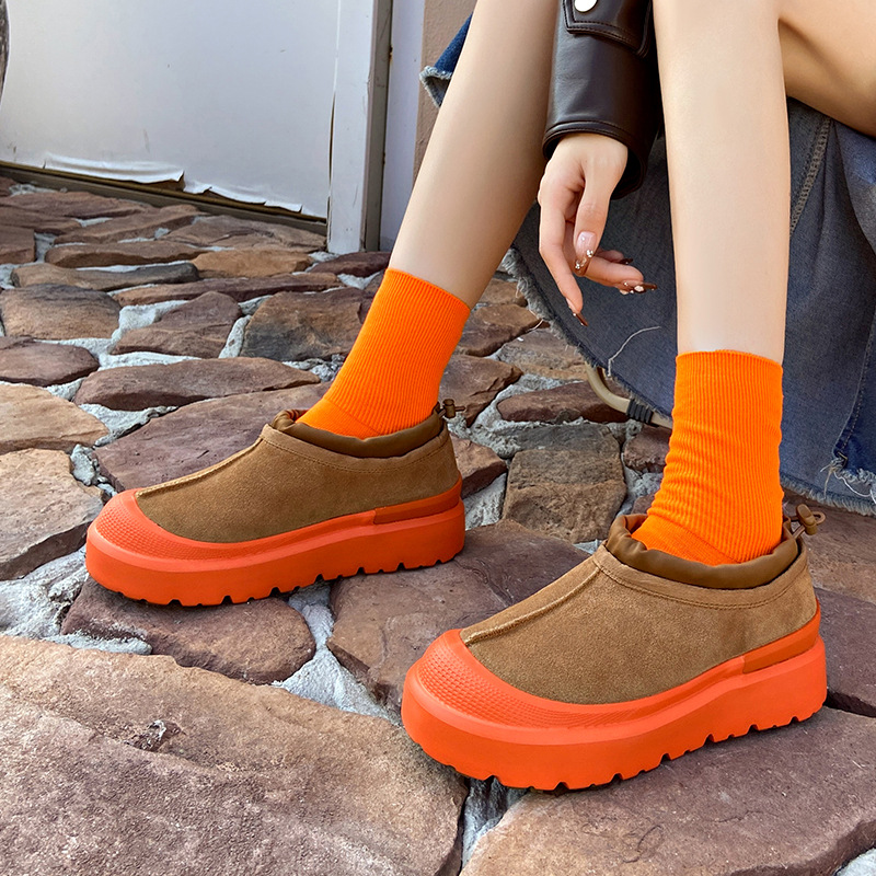 Round head thick bottom plus veet snow boots 2024 autumn and winter new fashion casual designer sneaker for women