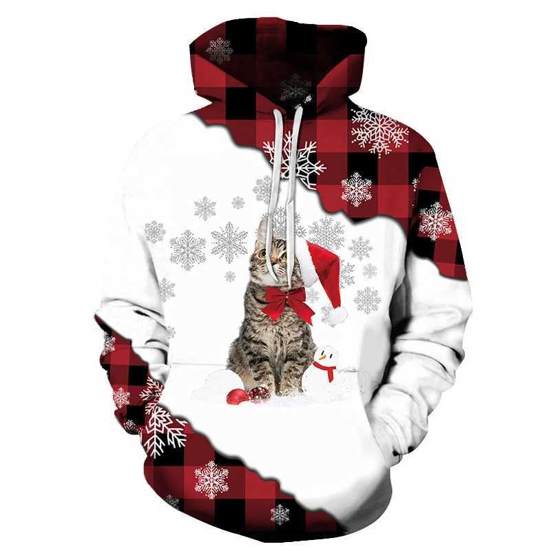 New Super Size Hoodie Mens Santa Claus Deer Cartoon Pattern 3D Printed Sports Shirt Long Sleeve Top Street Clothing Y241016