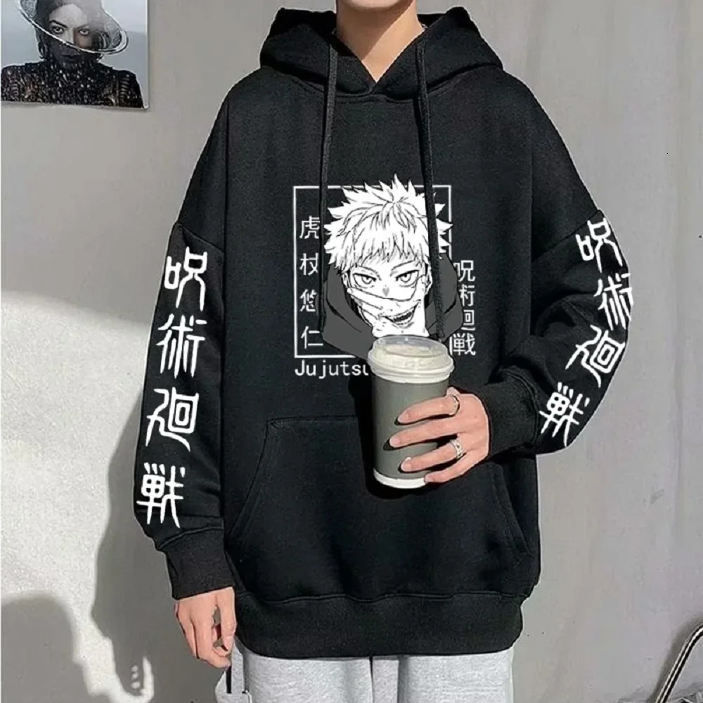 Anime Print Sweatshirts Jujutsu Kaisen Mens Hoodie Harajuku Autumn Winter Streetwear Clothe Yuji Itadori Plus Size 241011